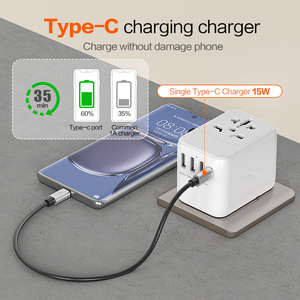 Worldplug phổ du lịch cắm ổ cắm <span class=keywords><strong>Adapter</strong></span> Loại C <span class=keywords><strong>USB</strong></span> sạc Power <span class=keywords><strong>Adapter</strong></span> 3 <span class=keywords><strong>USB</strong></span> 1 C PD cho máy ảnh máy tính xách tay <span class=keywords><strong>AC</strong></span> cho du lịch - Product Image 2