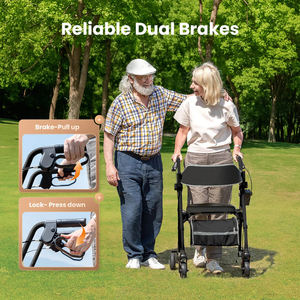 Andadores para Idosos, Rollator Ergonômico Dobrável com Assento e Encosto Ajustável - Product Image 3