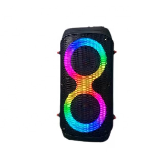 Double 6.5 Inch Speaker Trolley Portable Party Speaker Outdoor Portable LED Light