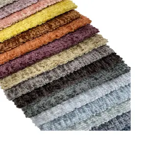 Fábrica directamente al por mayor moderno suave 100 poliéster sofás materiales Boucle tela bordada tapicería muebles sofá tela