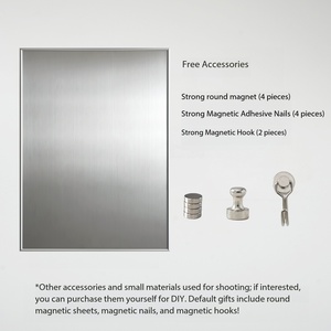 Tablero <span class=keywords><strong>de</strong></span> Fotos Magnético Minimalista Hecho a Mano, Marco <span class=keywords><strong>de</strong></span> Aluminio y Acero Inoxidable Cepillado, Decoración <span class=keywords><strong>de</strong></span> Pared para Fotos <span class=keywords><strong>de</strong></span> Paisajes y Notas - Product Image 6