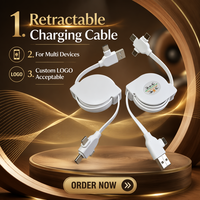 Cable USB Retráctil de Carga Rápida con Logotipo Personalizado de Fábrica, Cable Multicargador 6 en 1 de 5V 2A