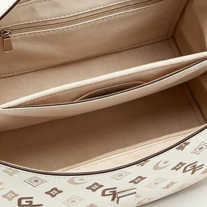 Bolso de Hombro Tipo Saddle de PU Blanco para Mujer, con Estampado Floral y Cierre de Solapa - Product Image 6