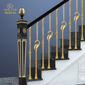 Barandillas y Pasamanos Modernos de Lujo Chapados en Oro - Material Personalizado de Cobre-Aluminio para Villas / Hoteles / Clubes - Product Image 4