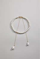 Collier à breloques en perles à franges dorées certifié CE ASTM REACH avec chaîne à maillons, bijoux tendance pour femmes en matériaux naturels