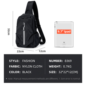 Bolso de Hombro Ligero de Nailon para Viajes Diarios FENRUIEN, Bolso de Pecho para Deportes al Aire Libre, Senderismo, con Carga USB, Impermeable, para Hombre, <span class=keywords><strong>2021</strong></span> - Product Image 3