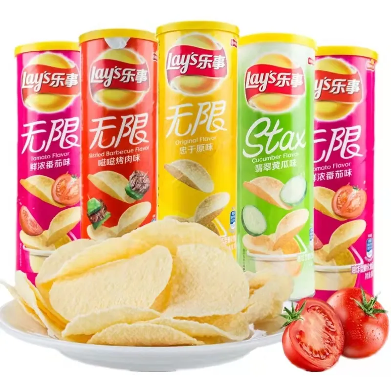 Gemaakt In China Ingeblikte Exotische Snacks Met Meerdere Smaken Chips 104Goriginal Tomaat, Komkommer, Gestoofd Varkensvlees, Barbecue En