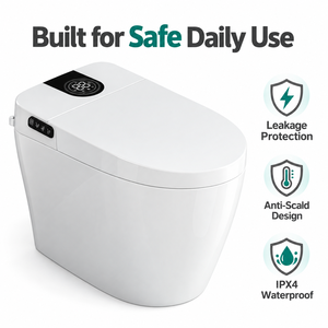 Inodoro Inteligente con Bidé Integrado, Asiento de Cerámica, Moderno y de Lujo, Eléctrico, Automático, de Una Pieza, con Doble Descarga y Sifón en P para Baño - Product Image 1