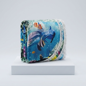 Toalla de Playa Redonda Grande con Estampado Digital, 100% Poliéster, Absorbente, Suave, Ecológica, Libre de Arena, de Secado Rápido para Uso en Verano - Product Image 4