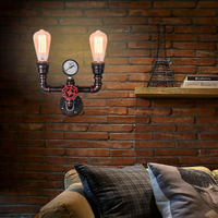 Lampes de table vintage en métal, style tuyau d'eau, en fer forgé, peintes à la main, électriques, LED, style européen, blanc chaud 3500K