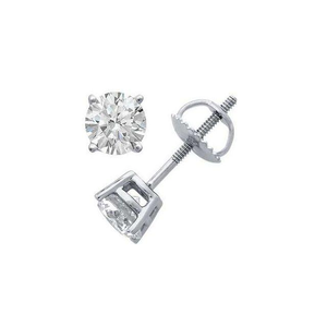 Élégantes boucles d'oreilles clous en or blanc et rose 10K avec diamants de laboratoire, bijoux fins minimalistes, cadeau de mariage classique pour femme - Product Image 1