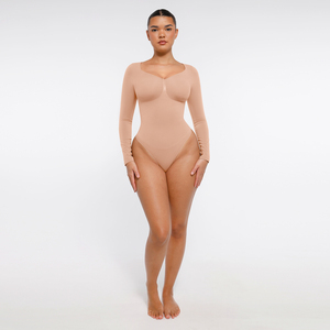 Per Hexin tuta leggera da <span class=keywords><strong>donna</strong></span> tinta unita a maniche lunghe con top modellanti traspiranti e dimagranti - Product Image 2
