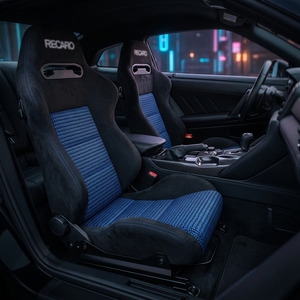Sedile Sportivo da Corsa RECARO JBR1035 in Pelle Scamosciata Nera e Blu con Chiusura a Doppio Blocco per Auto Modificate, Montaggio Universale - Product Image 5