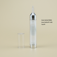 Seringue à double paroi Style 10ml 15ml Bouteille de sérum pour les yeux Bouteille de soin de la peau en plastique avec pompe sans air pour les soins de la peau