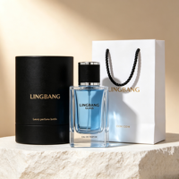 Flacons de parfum en verre transparent carrés de luxe personnalisés en stock, 30 ml/50 ml/100 ml, avec pulvérisateur à pompe, impression sérigraphique, service OEM/ODM