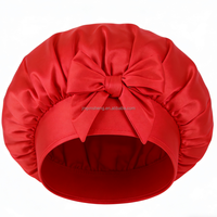 Bonnet de nuit ajustable en satin uni à large bord avec logo personnalisé, idéal pour le sport, le cyclisme, les voyages et les soins capillaires, toutes saisons