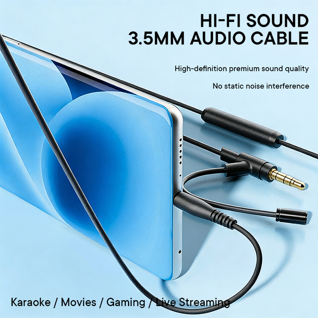 Direct Selling Hi-Fi Sound Audio Cable Adapter Aux Audio Cable 3.5mm With Clear Sound Quality for Live Streaming Laptops
