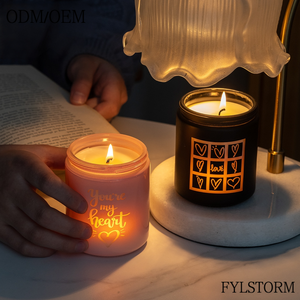 Bougie en verre à la cire de soja, faite à la main, végane, écologique, avec lumière LED intégrée, longue durée, pour la Saint-Valentin et Diwali - Product Image 5