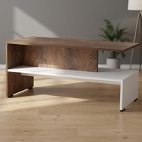 Table basse portable en bois avec rangement à compartiments ouverts, table centrale en noyer blanc pour salon, canapé, bureau à domicile