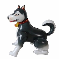 3d Husky Dog Walking Animal Ballons en aluminium Happy Birthday Air Balloon Birthday Theme Party Decoration Kids Toys Globos