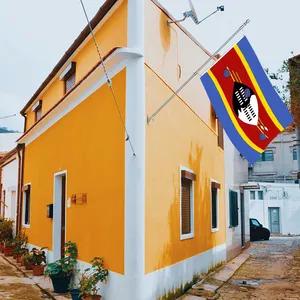 Bannière drapeau du Swaziland 3x5Ft avec 3 plis double face et deux œillets en laiton Décoration murale extérieure