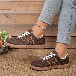 Les nouvelles <span class=keywords><strong>baskets</strong></span> à lacets pour femmes en imprimé <span class=keywords><strong>léopard</strong></span> marron sont confortables, respirantes et élégantes pour les sorties quotidiennes - Product Image 3