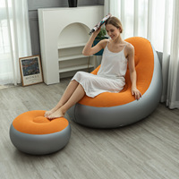 Ensemble canapé et fauteuil gonflables - Canapé gonflable moelleux avec repose-pieds et fauteuil pliable d'extérieur