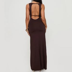 Vestido Maxi sin Mangas Más Vendido, con Escote en V Profundo, Espalda Descubierta y Detalle de Nudo Elegante - Product Image 2