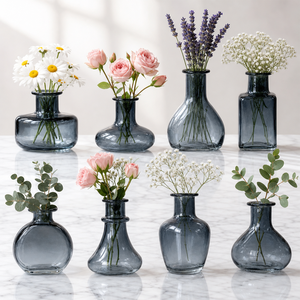 Set Artistico <span class=keywords><strong>di</strong></span> 8 Vasi in Vetro Premium da Tavolo, Mini Vasi <span class=keywords><strong>di</strong></span> Lusso in Cristallo Senza Piombo per Decorazioni Casa e Matrimonio - Product Image 1
