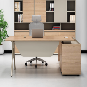 Escritorio Modular en Forma de L de Diseño Simple y Moderno para Gerente, Supervisor, Jefe o Presidente, con Gabinete de Almacenamiento - Product Image 5