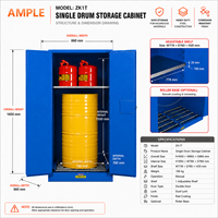 Armoire à produits chimiques corrosifs compatible 227L (60 gallons) en acier à double paroi, fournisseur OEM B2B pour projets de chaîne d'approvisionnement industrielle