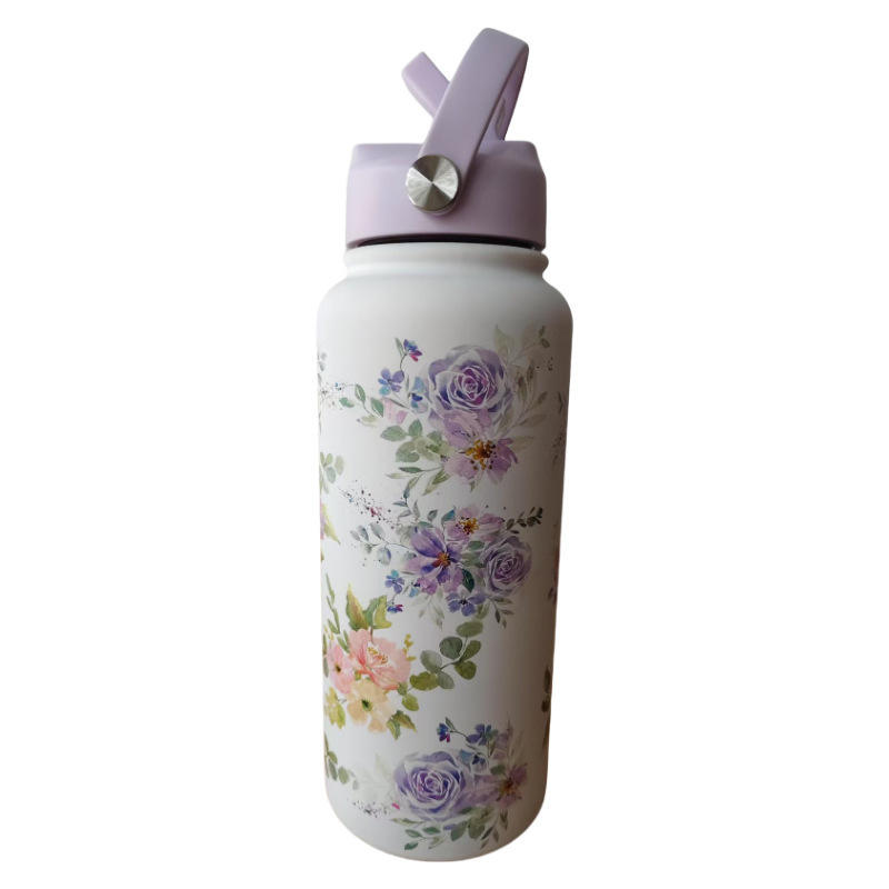 Purple straw lid on white background 2