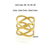 Bague en acier inoxydable à double X creuse, design simple, quatre cercles, nouvelle collection, pour femme, cadeau de fiançailles, vente chaude