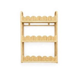 Rattan Kids <b>Bookcase</b> Rectangular Tropical Storage Shelf With Scalloped Edges For Babies And Kids .<b>Wall</b>-<b>mounted</b> bookshelf - Product Image 1