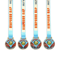Médaille de sport circulaire en bambou, impression typographique personnalisée, gravure laser, écologique, récompense de marathon