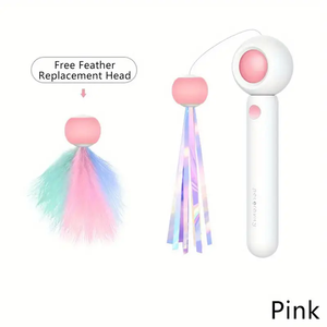 Nuovo Arrivo 2025: Lussuoso Giocattolo Interattivo per Gatti con Bastoncino, Laser e Testa Sostituibile in Plastica con Piuma - Product Image 3