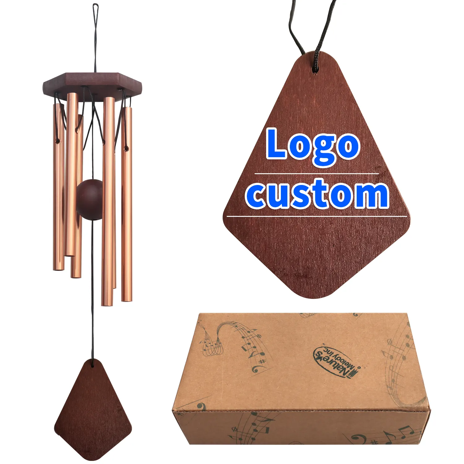 OEM customized memorial commemorative wind chimes factory wholesale aluminum tube wooden sympathy wind chimes souvenir gifts