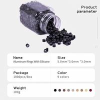 1000 pièces par bouteille, micro-anneaux de verrouillage, perles, tubes en aluminium pour extensions de cheveux humains I-Tip 3.0x3.0X5.0mm