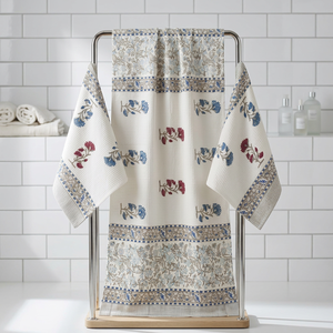 Ensemble de serviettes de bain en coton gaufré de qualité supérieure, serviettes de bain douces et absorbantes à imprimé floral, serviettes de bain décoratives à séchage rapide - Product Image 2