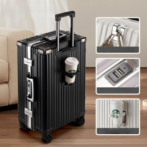 New 20in Hardside Carry on <b>Suitcase</b> Quiet 360° Spinner Wheels TSA Lock Leather Textured ABS Sturdy Durable Luggage - Product Image 2