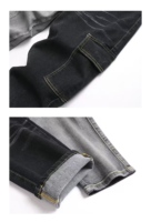 Jean Cargo Homme Bicolore en Denim Patchwork Asymétrique Coupe Slim Empilée Streetwear Noir Gris Vente en Gros OEM