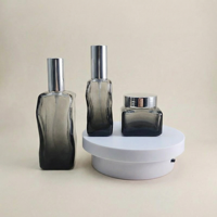 Ensemble d'emballages cosmétiques en verre transparent rectangulaire personnalisé, impression sérigraphique mate, 40 ml, 120 ml, pompe à lotion, crème pour le visage