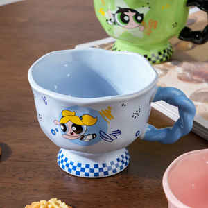 Taza de Cerámica de las Chicas Superpoderosas, Diseño de Dibujos Animados en Rosa y Azul, con Asa, Taza de Café para Oficina, para Desayuno o Bebidas - Product Image 4