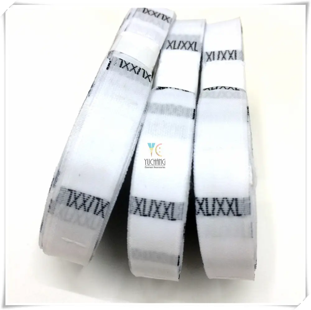 White Woven Friute Satin Ribbon Labels Stamped Logo clothing Size Labels with Private Clothing