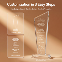 Trophée en cristal vierge écologique, gravé au laser avec logo et photo, pour récompense de performance d'entreprise, d'école ou de société