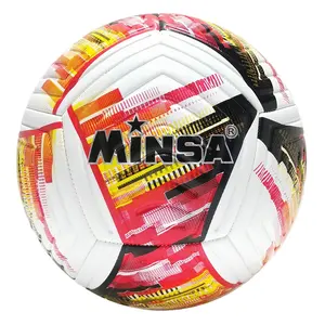 MINSA B7409 Factory Direct Custom Logo Printed Official Size 4 Soccer Ball PU TPU Leather Football for Sports Wholesale