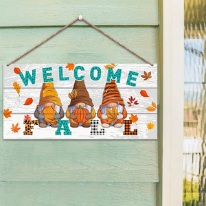 Letrero de bienvenida de madera en stock, decoración de Acción de Gracias, corona de madera, placa para puerta, decoración para ambiente festivo de cosecha. - Product Image 2