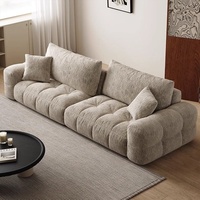 Canapé une place en tissu chenille style crème, garni de mousse de latex, moderne et simple, pour petit appartement, chambre ou salon, effet guimauve