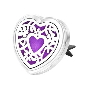 Diffuseur de parfum pour voiture à clipser sur grille d'aération, en forme de cœur, en acier inoxydable, pour huiles essentielles - Product Image 1