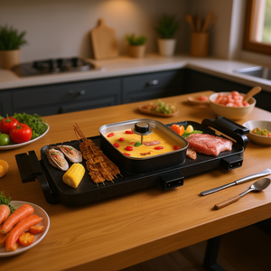 Grill électrique multifonction 2800W en aluminium moulé sous pression avec revêtement PTFE, contrôle de la température, pour 2 à 10 personnes, plaque amovible - Product Image 2